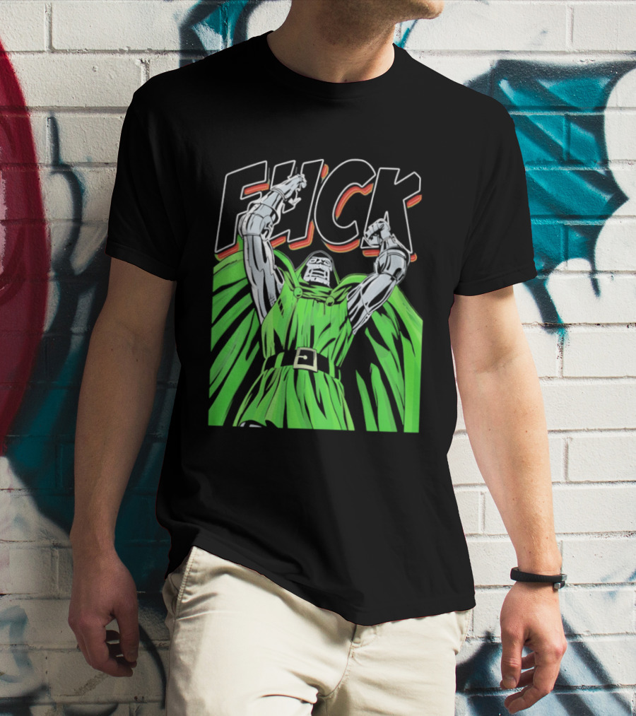 Dr Doom Green Cape Comic Style F**K T-Shirt