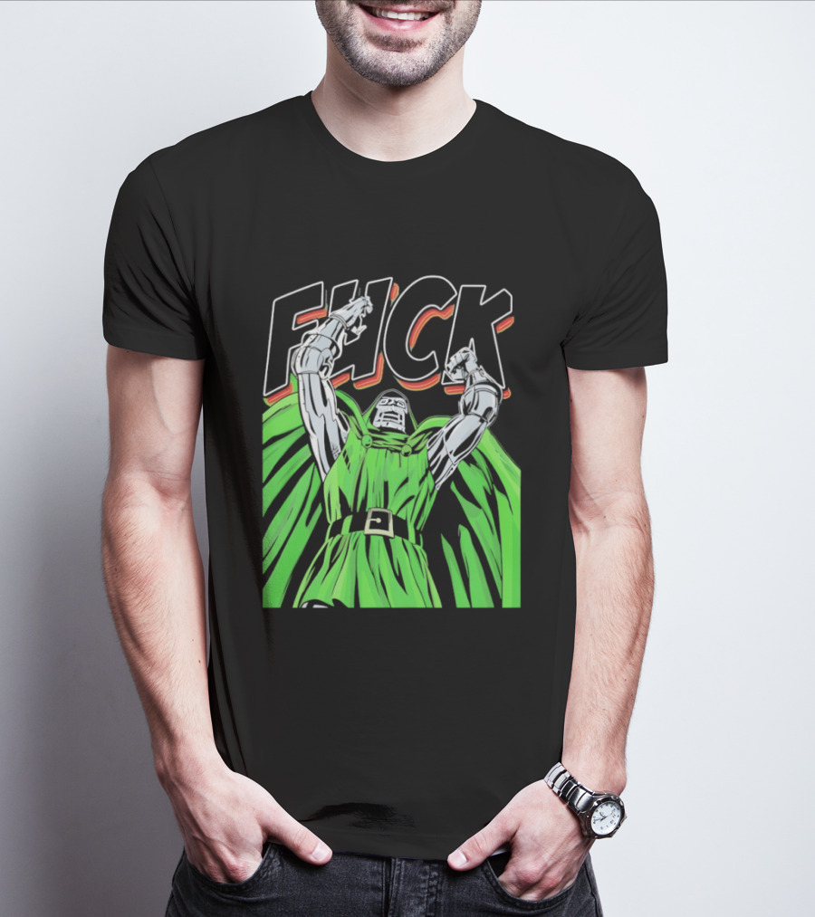 Dr Doom Green Cape Comic Style F**K T-Shirt