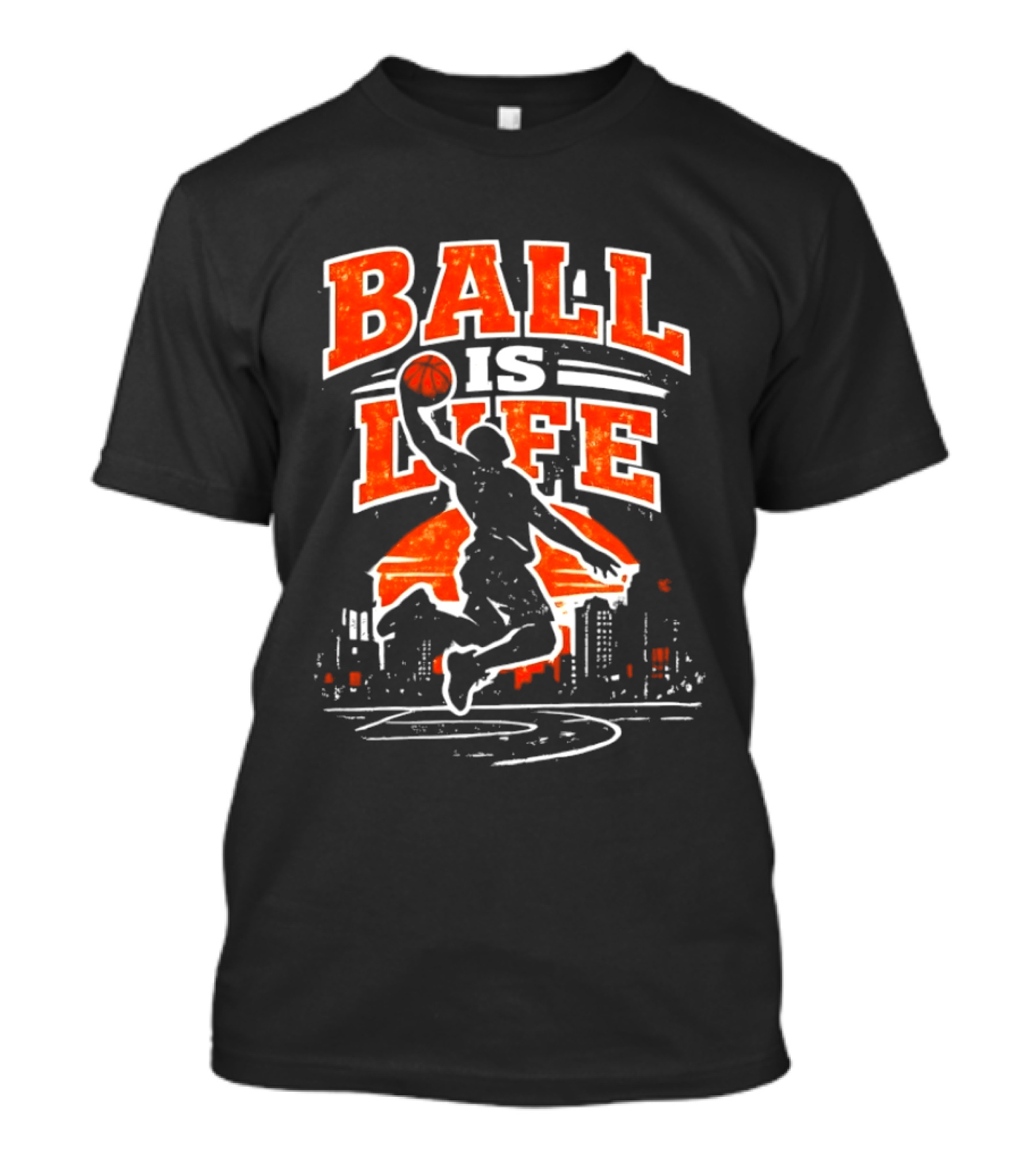 Ball Is Life Dunking Cityscape Skyline T-Shirt