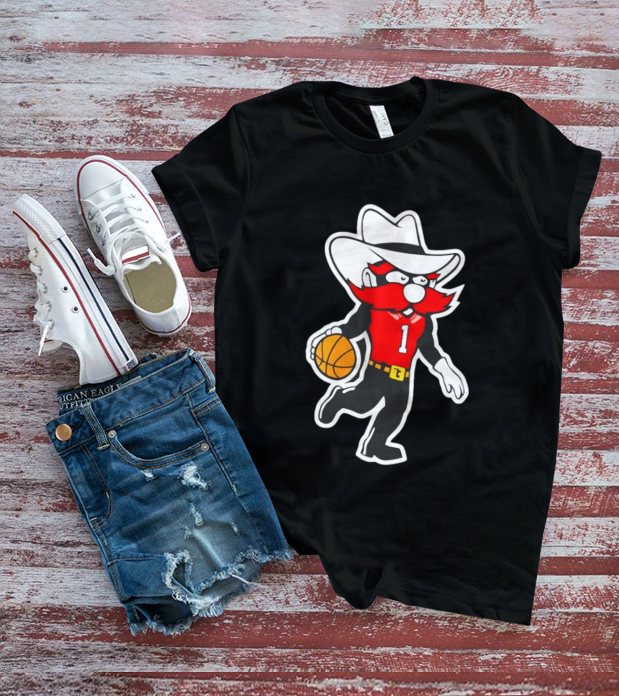 Coach Grant McCasland Raider Red Mascot Basketball Motif T-Shirt
