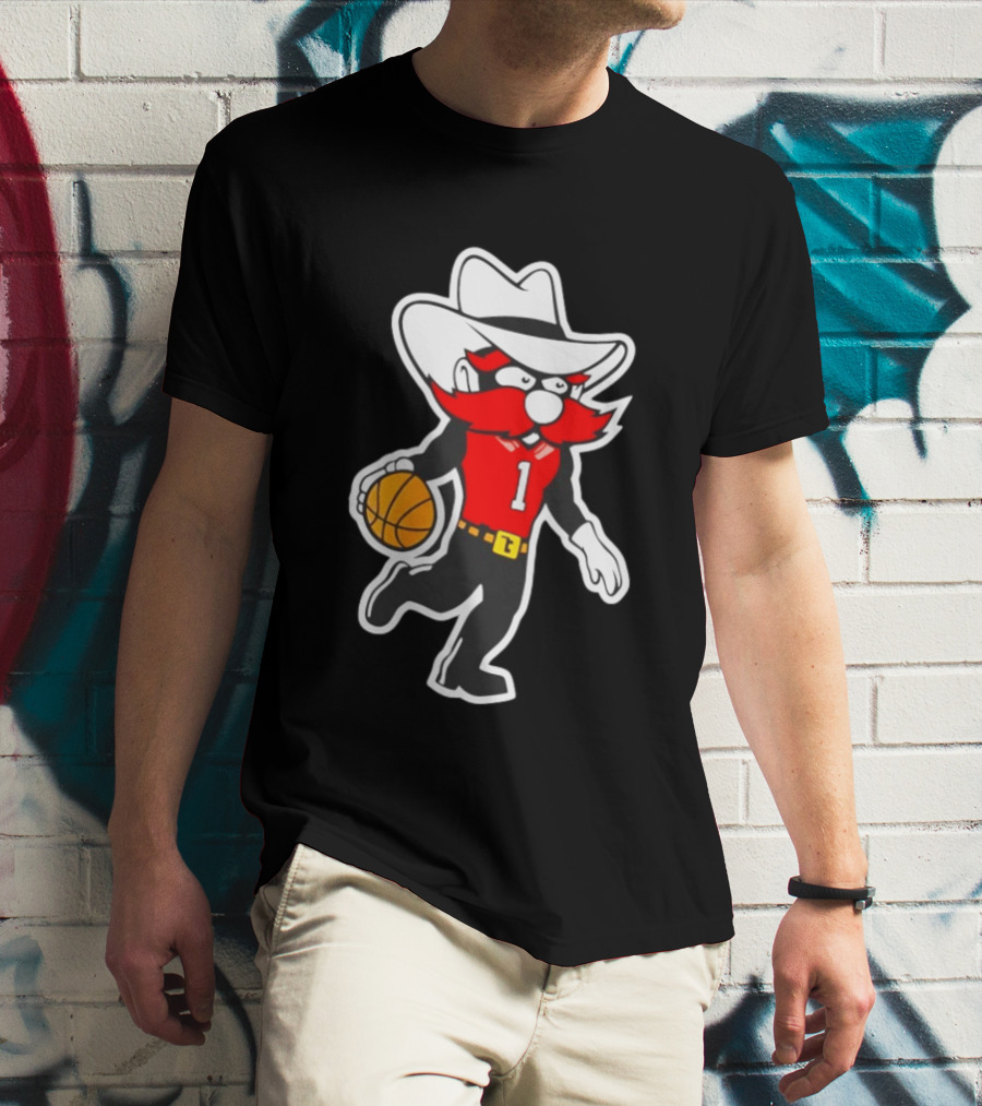 Coach Grant McCasland Raider Red Mascot Basketball Motif T-Shirt