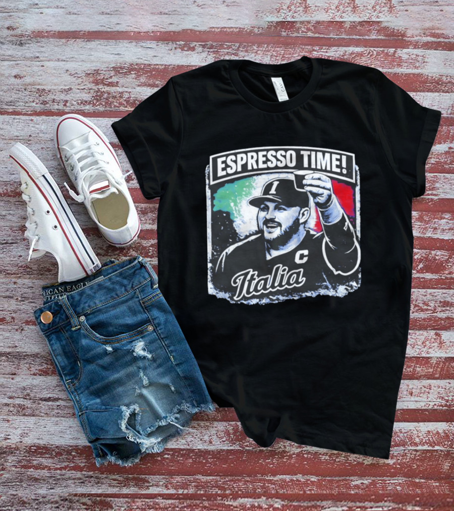 Espresso Time Italia Celebration With Baseball Player And Italian Flag T-Shirt
