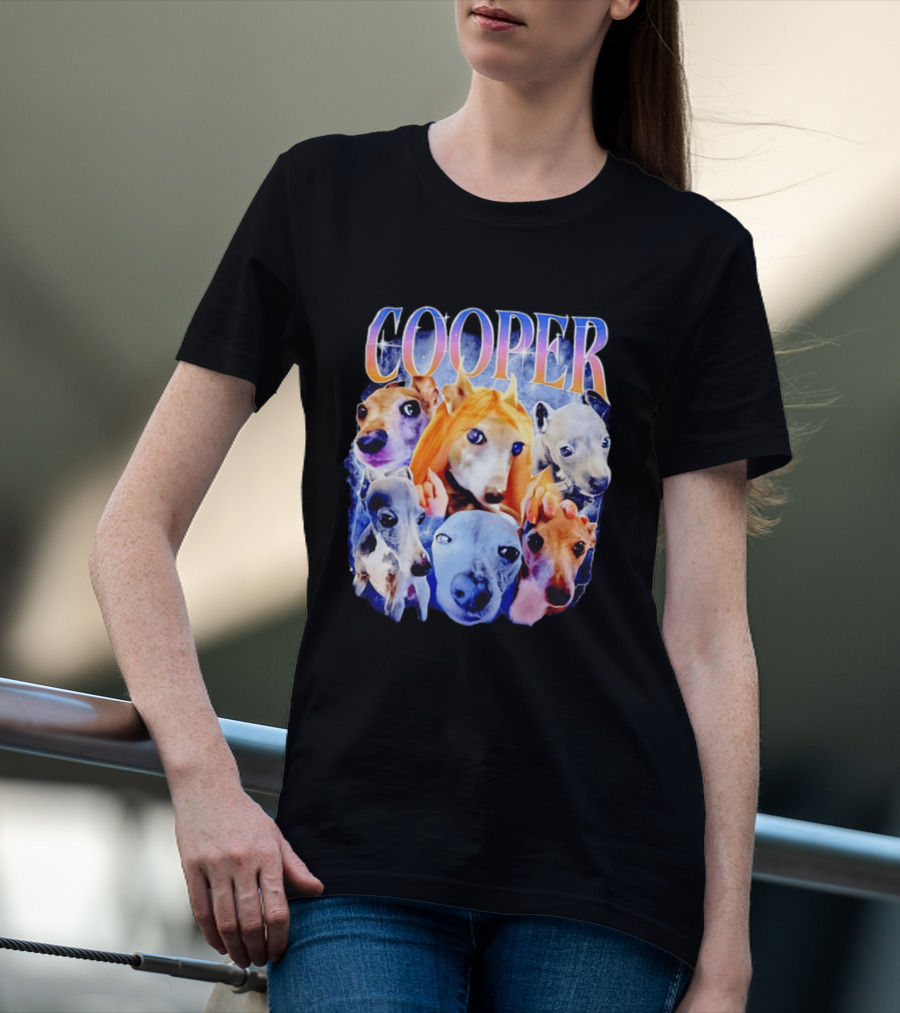 Cooper Dog Collage Colorful Lightning Effects T-Shirt