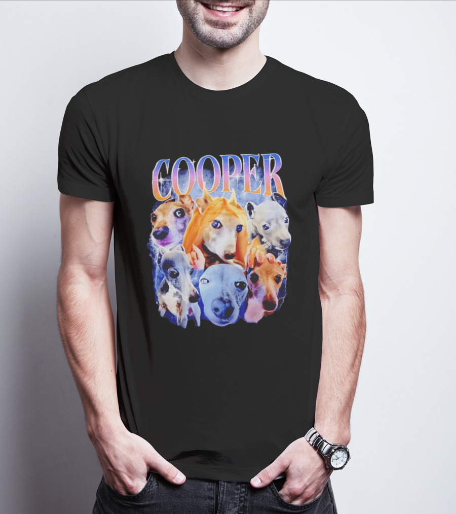 Cooper Dog Collage Colorful Lightning Effects T-Shirt