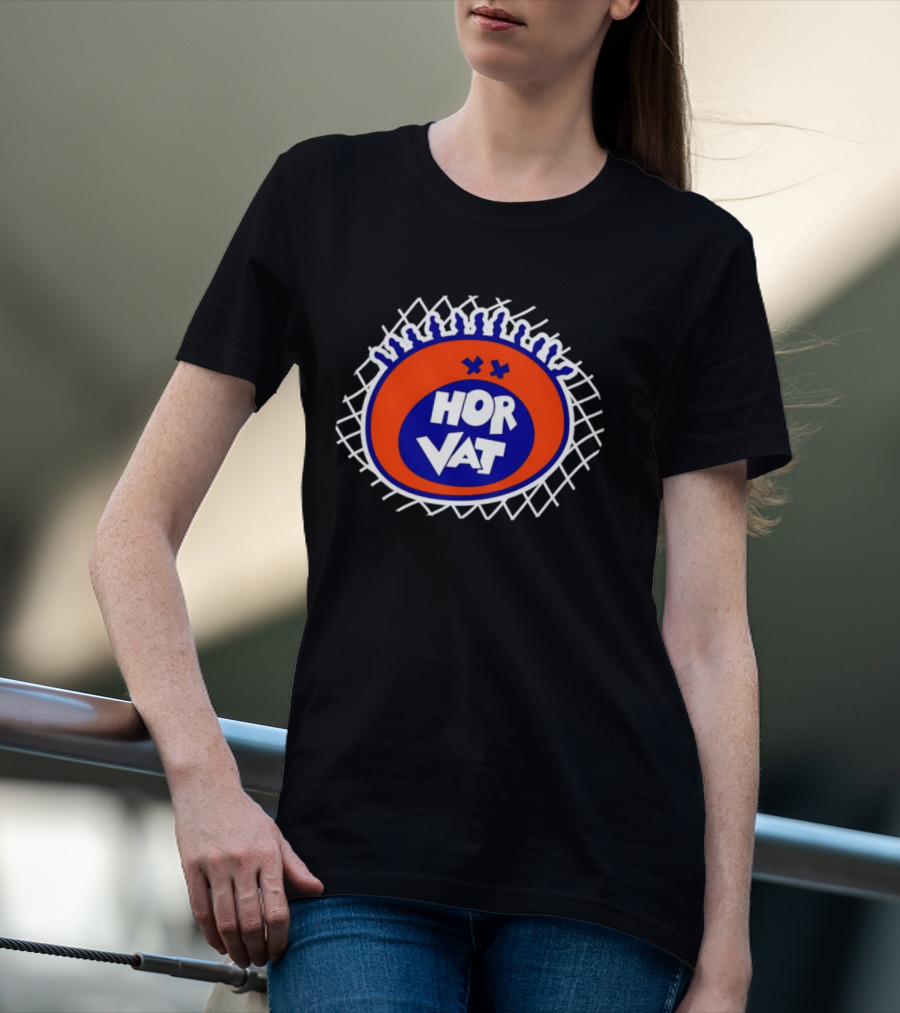 Hor Vat Orange Blue Circular Grid T-Shirt