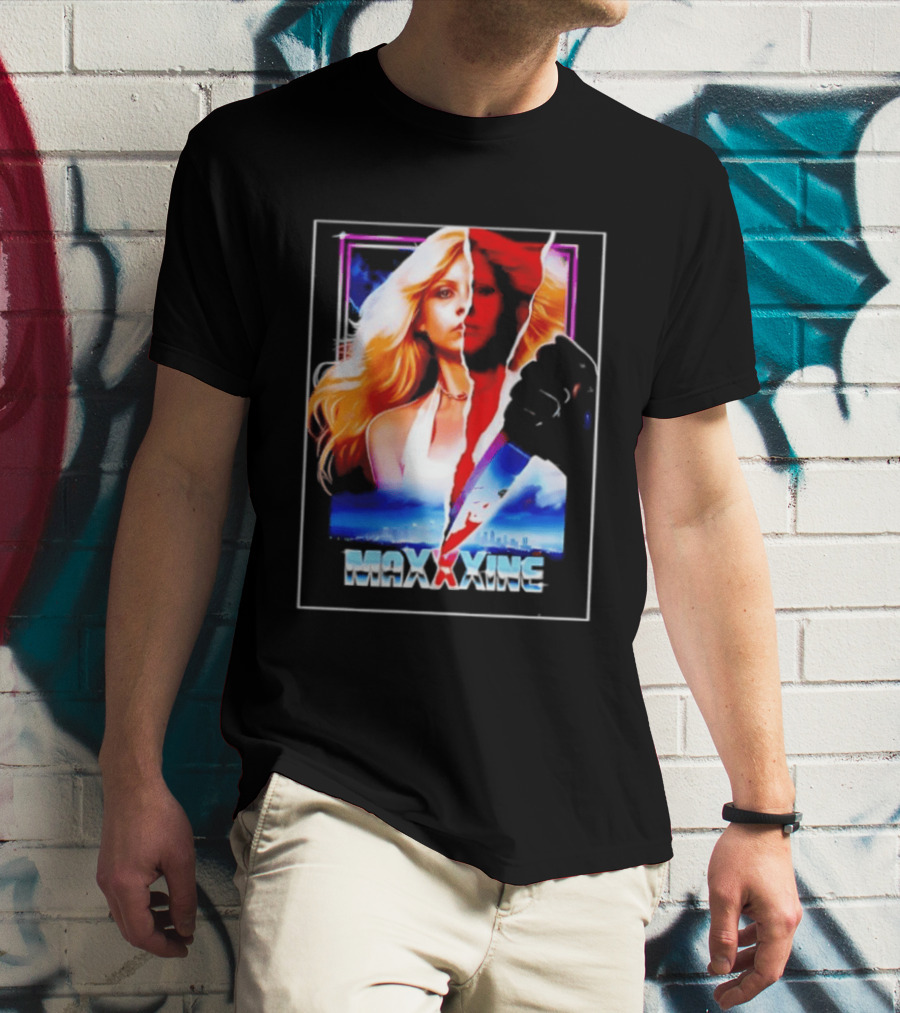MaXXXine Mia Goth Horror Movie Knife Urban Skyline T-Shirt