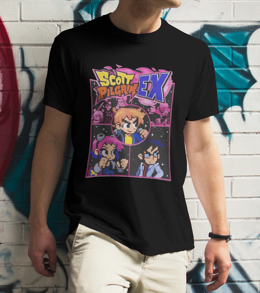 Scott Pilgrim EX Pixel Art Character Grid T-Shirt
