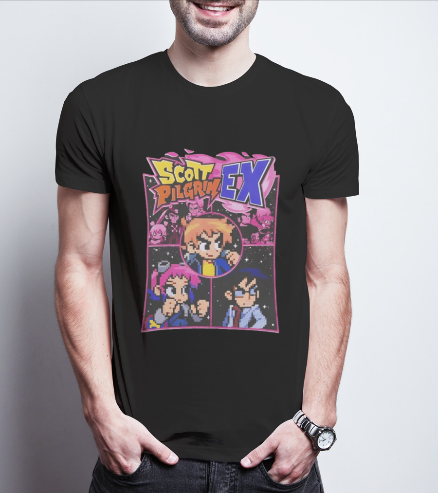 Scott Pilgrim EX Pixel Art Character Grid T-Shirt