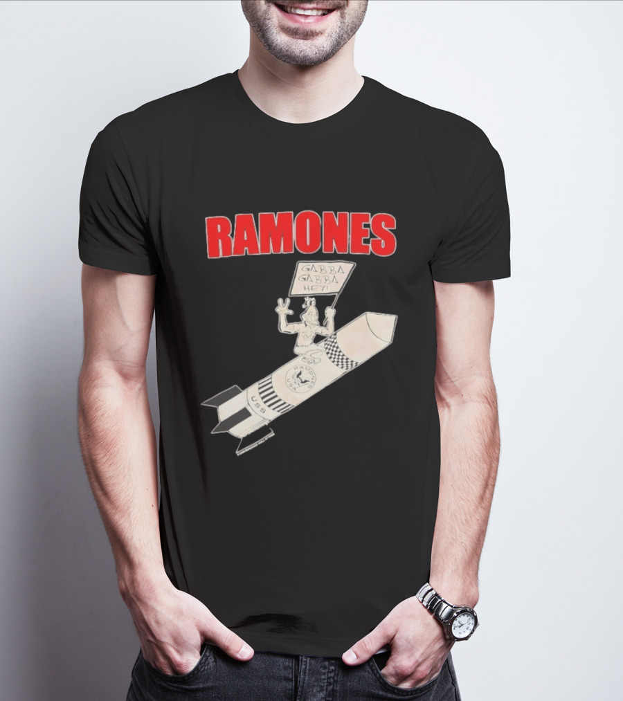 Ramones Gabba Gabba Hey USS Rocket Cartoon T-Shirt