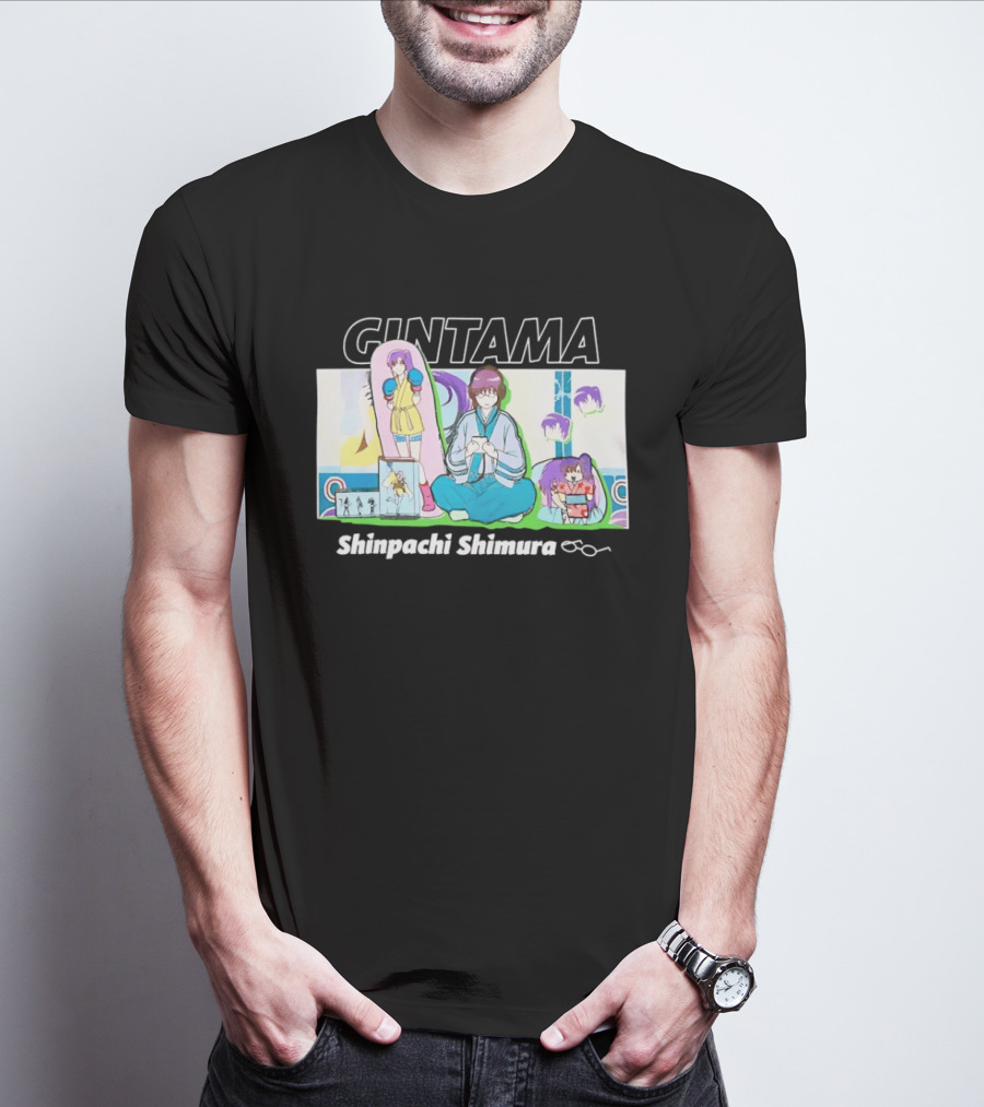 Gintama Shinpachi Shimura Character Collage T-Shirt