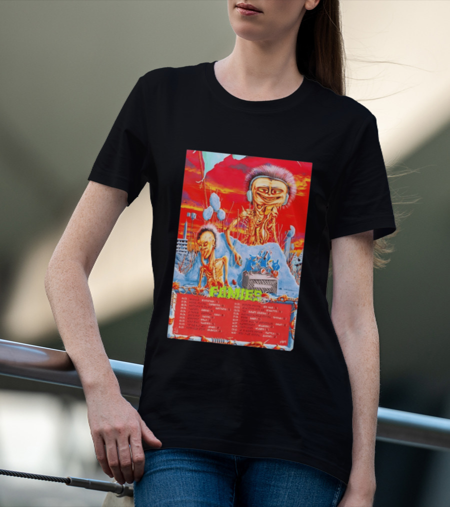 Fomies EU 2026 Skeleton Horror Tour Vibrant Alien Landscape T-Shirt