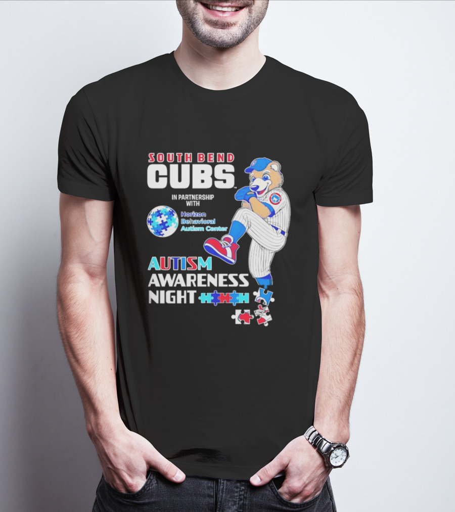 South Bend Cubs Autism Awareness Night Horizon Behavioral Autism Center Partnership T-Shirt