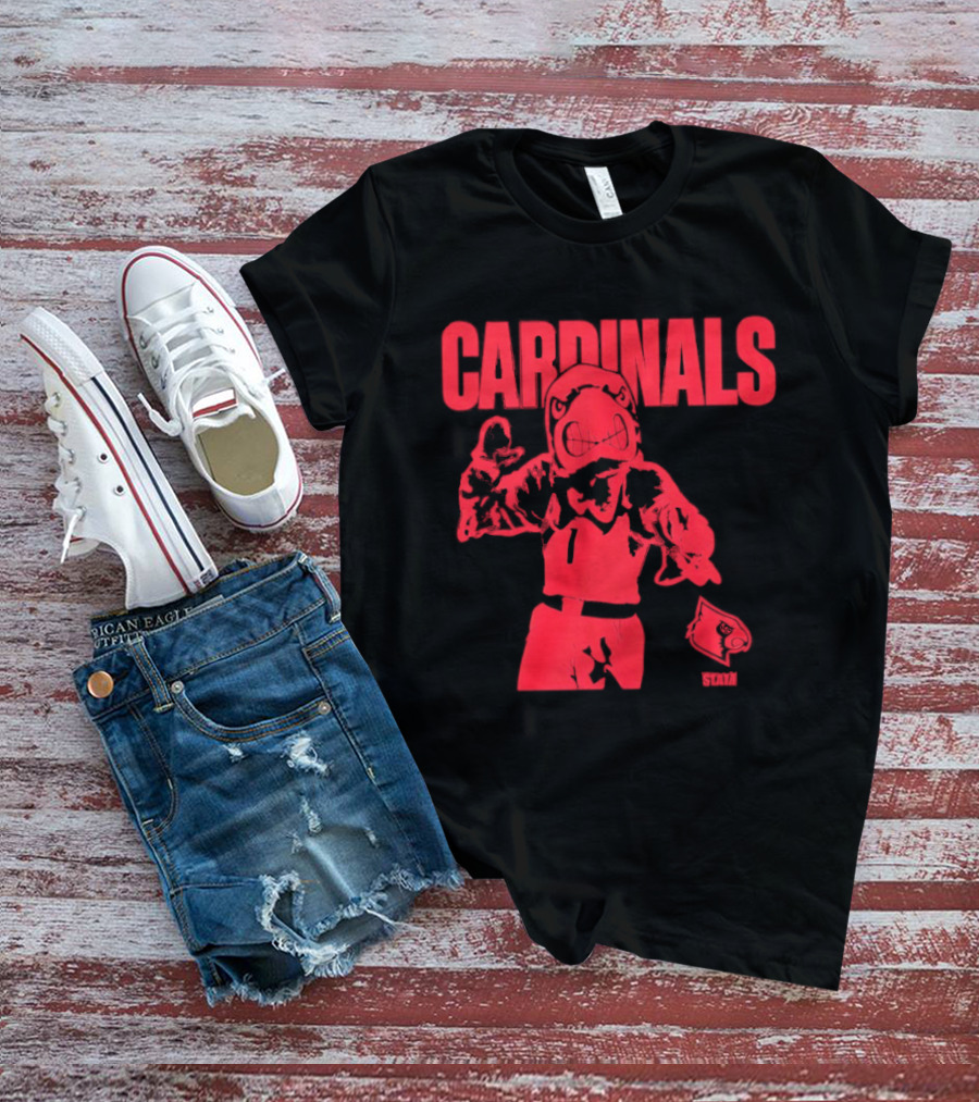 St Louis Cardinals Bold Red Player Cartoon T-Shirt