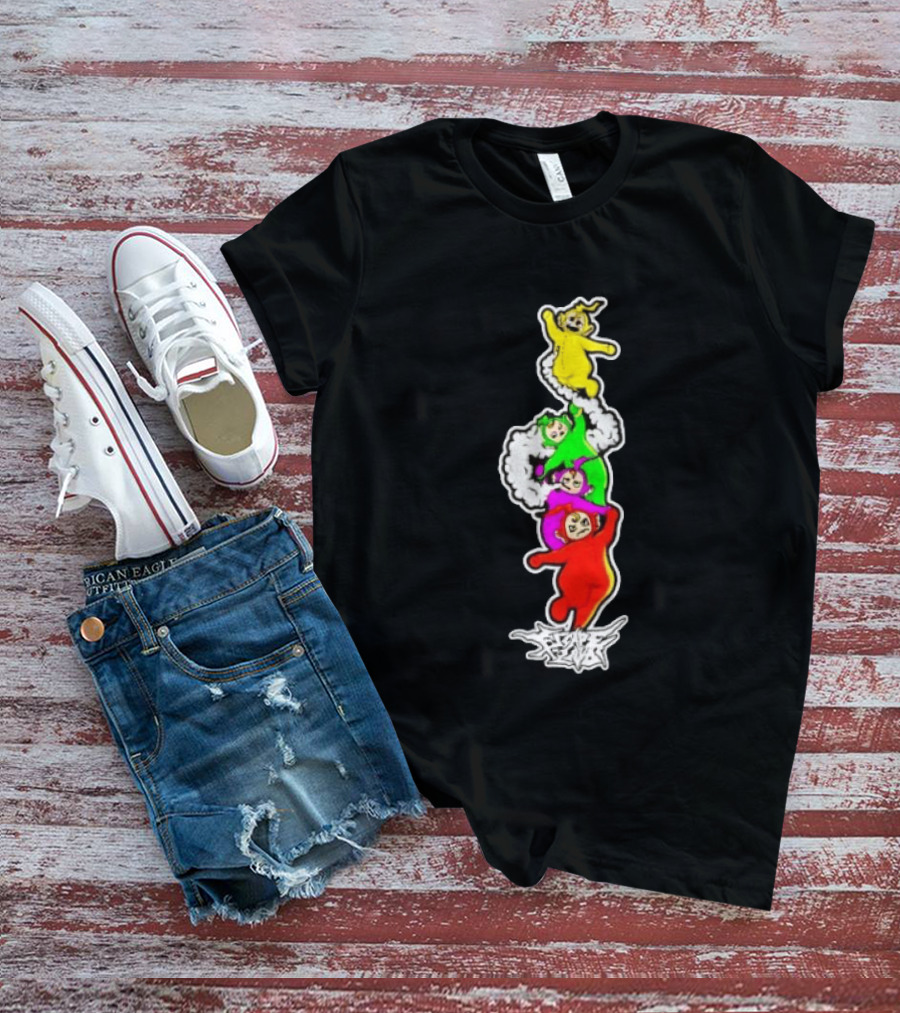 Teletubbies Escape Land Stacked Characters Graffiti T-Shirt