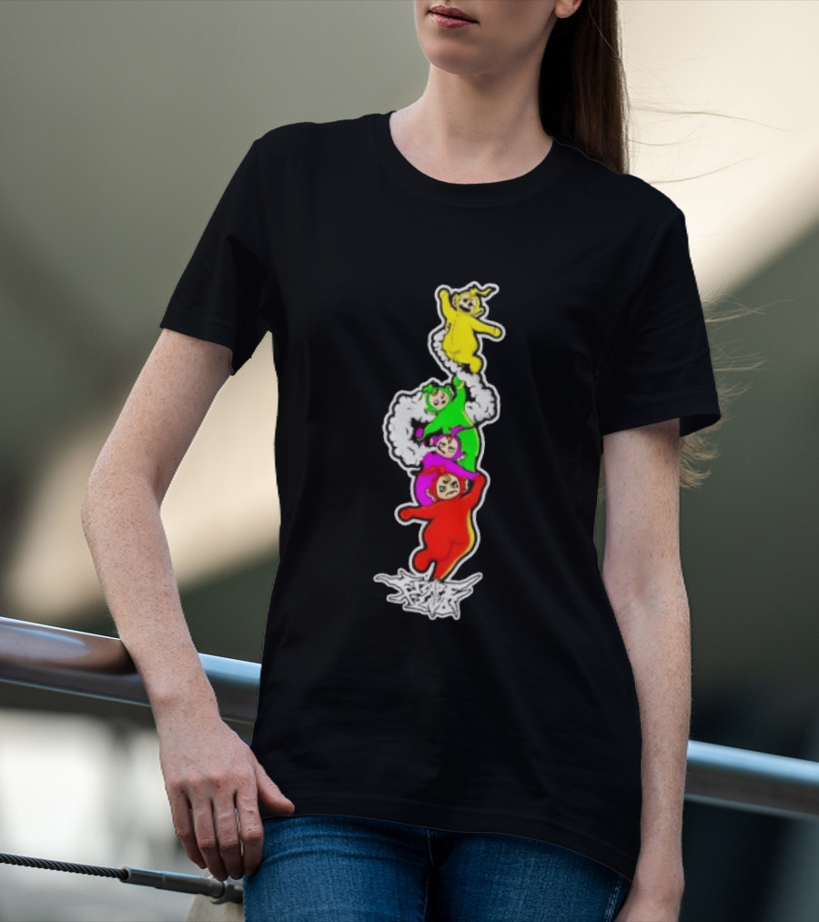 Teletubbies Escape Land Stacked Characters Graffiti T-Shirt