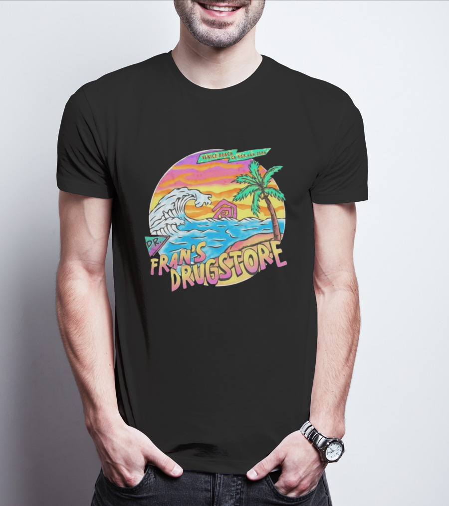 Venice Beach Dr. Fran's Drugstore Surf Wave Tropical Scene T-Shirt