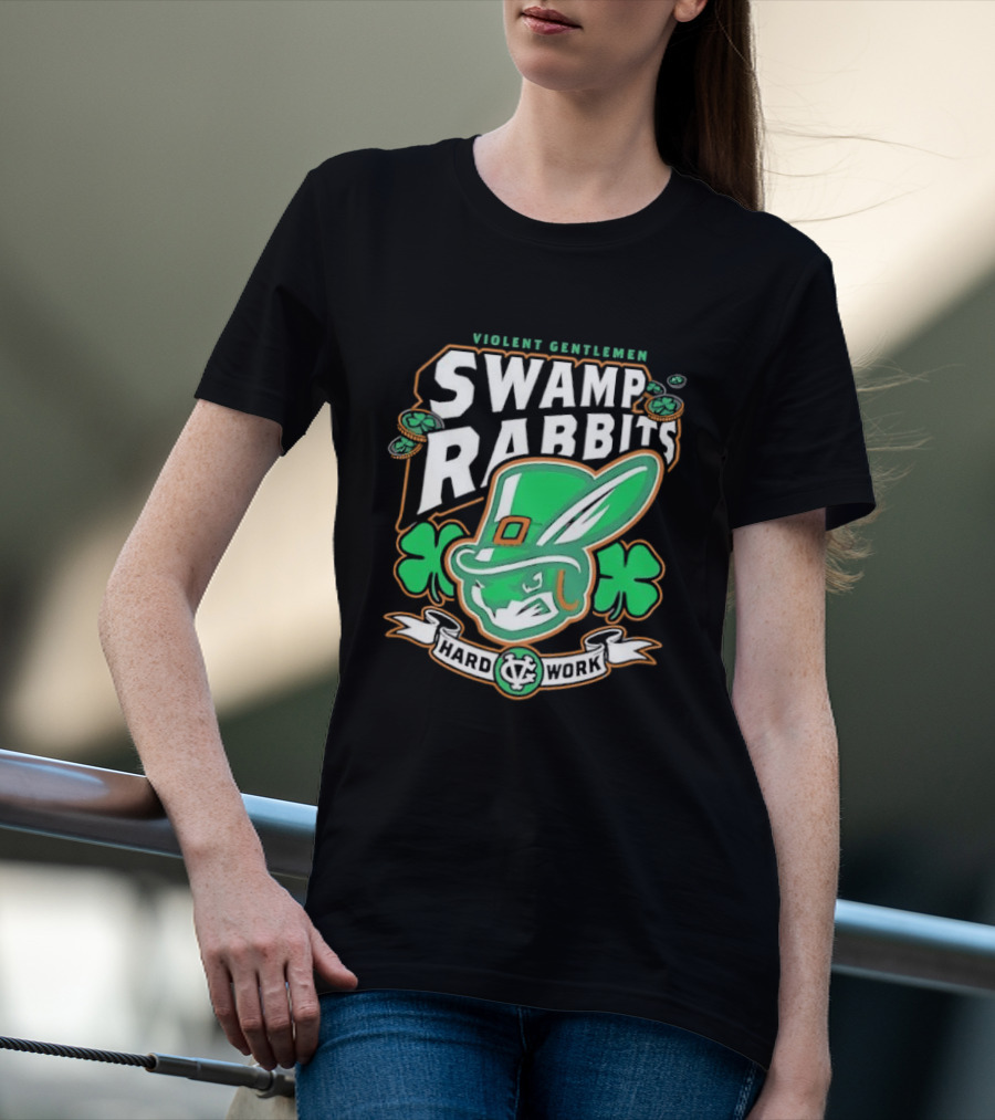 Violent Gentlemen Swamp Rabbits Hard Work Swamp Leprechaun T-Shirt