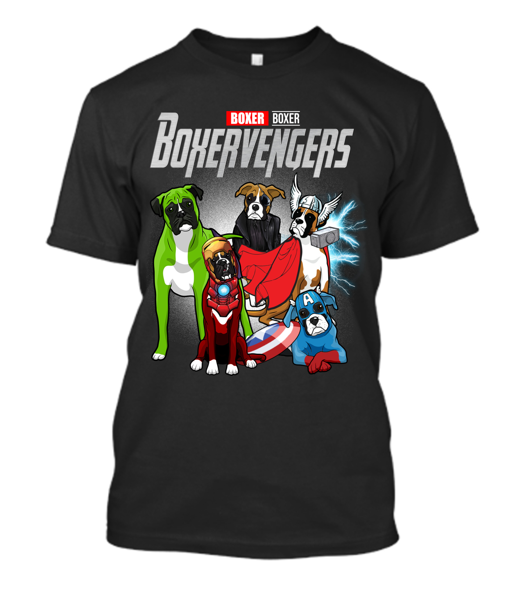 Boxer Boxervengers Marvel-Inspired Heroic Dogs T-Shirt