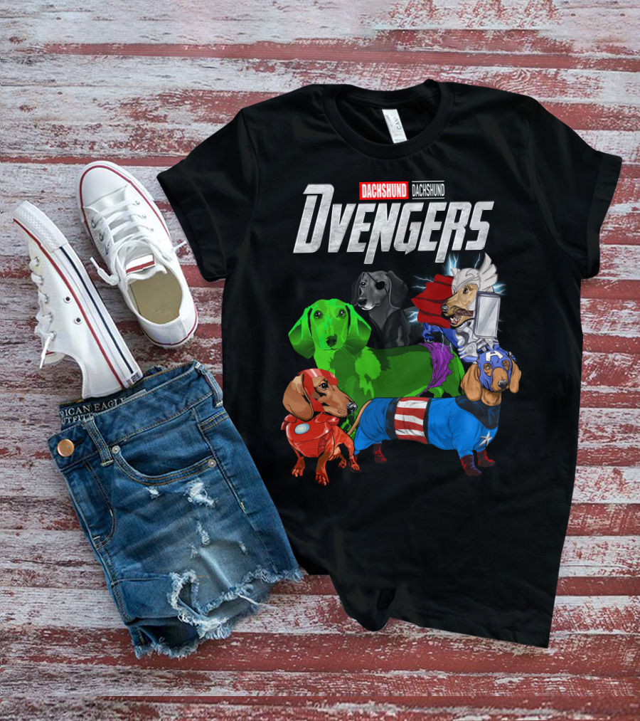 Dachshund Dvengers Dogs In Superhero Costumes T-Shirt