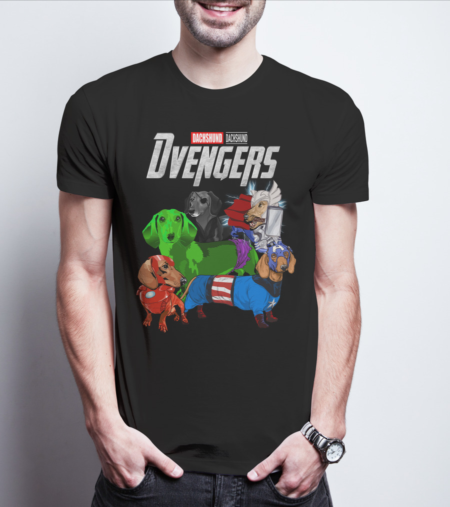 Dachshund Dvengers Dogs In Superhero Costumes T-Shirt