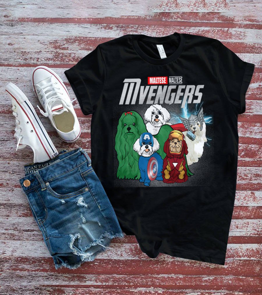 Maltese Mvengers Superhero Dogs T-Shirt