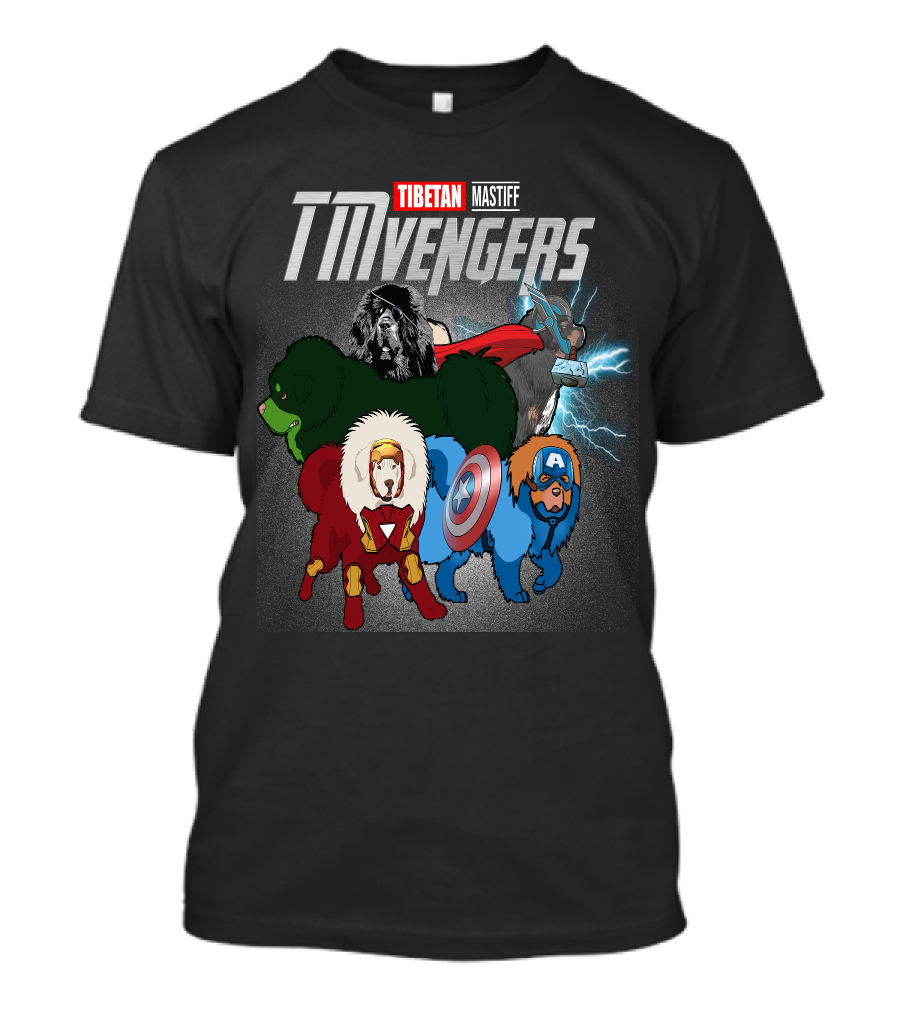 Tibetan Mastiff TMvengers Heroic Team-Up T-Shirt