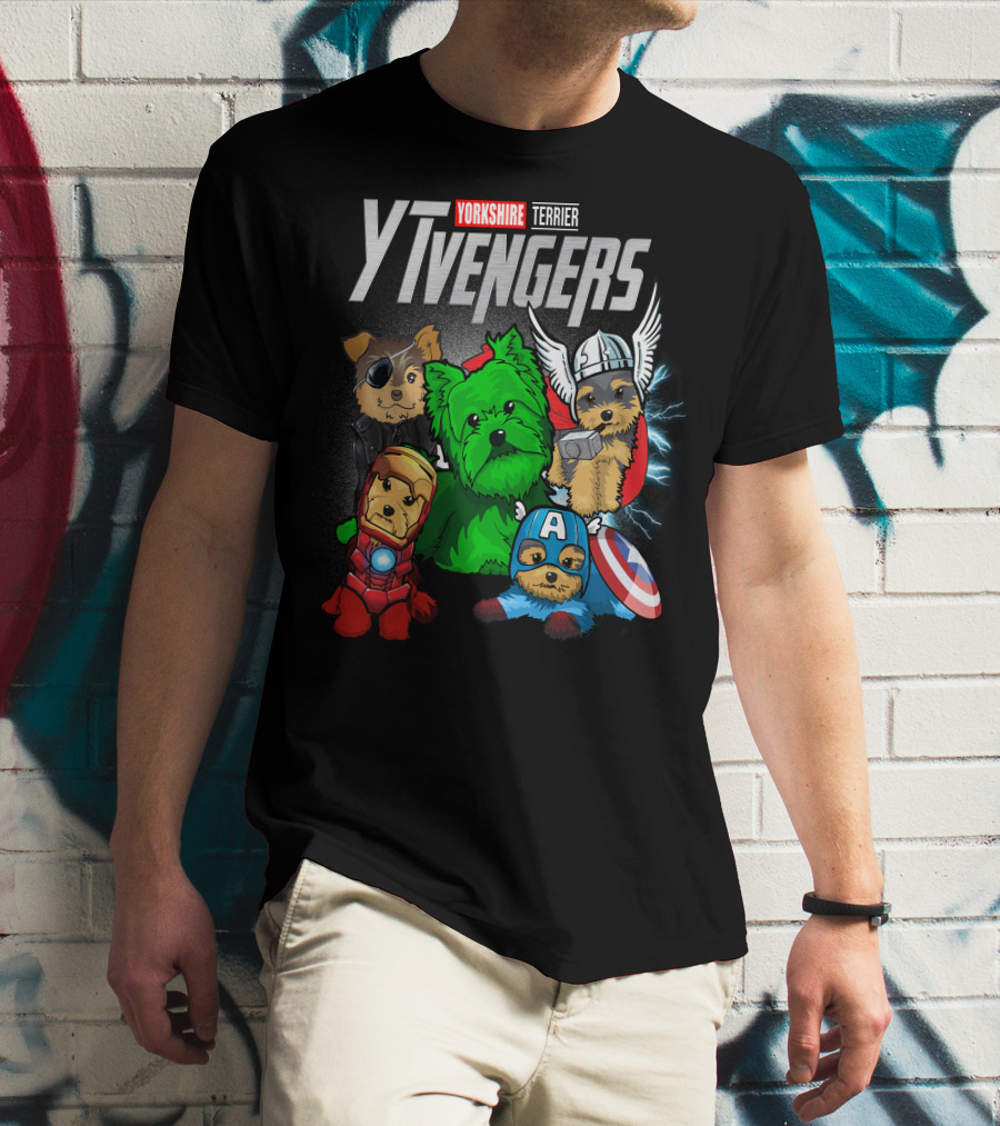Yorkshire Terrier YTvengers Superhero Pups In Iconic Costumes T-Shirt