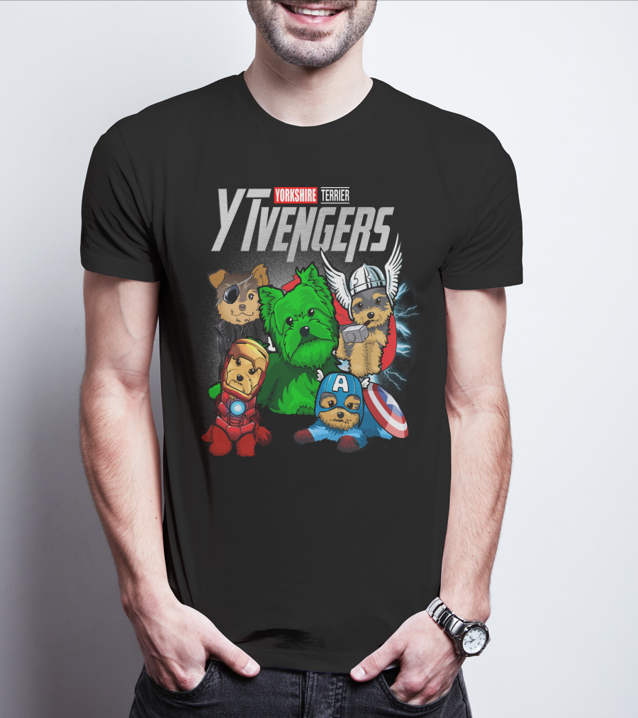 Yorkshire Terrier YTvengers Superhero Pups In Iconic Costumes T-Shirt