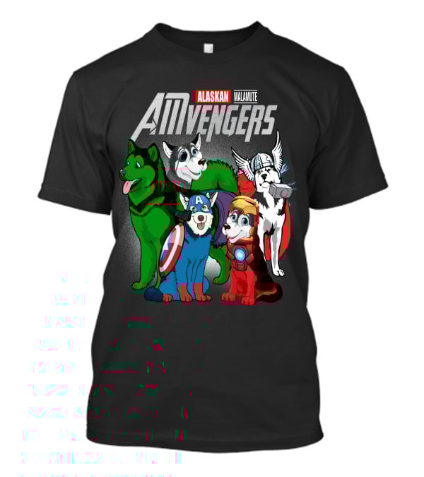 Alaskan Malamute AMvengers Superhero Dogs Assemble T-Shirt
