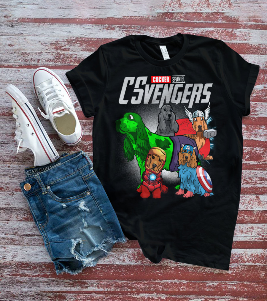 Cocker Spaniel CSvengers Superhero Dog Parody Avengers T-Shirt