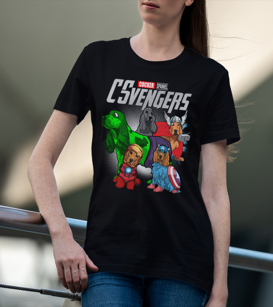 Cocker Spaniel CSvengers Superhero Dog Parody Avengers T-Shirt