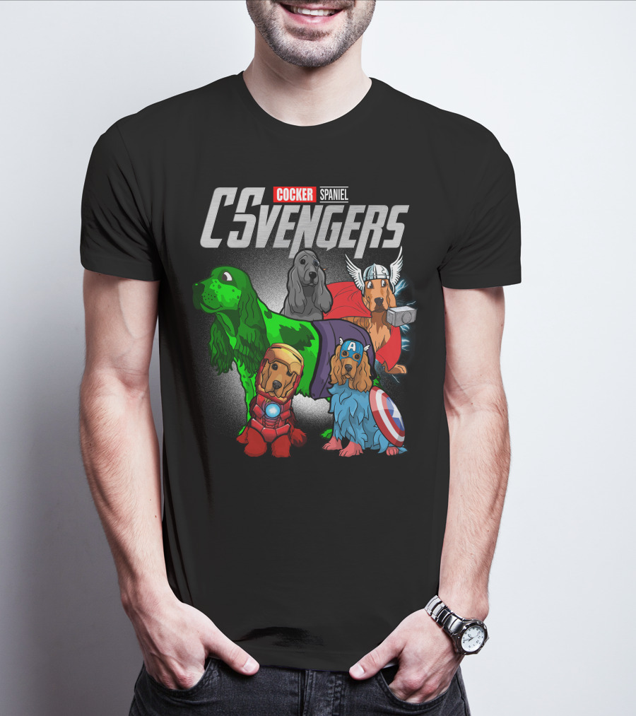 Cocker Spaniel CSvengers Superhero Dog Parody Avengers T-Shirt