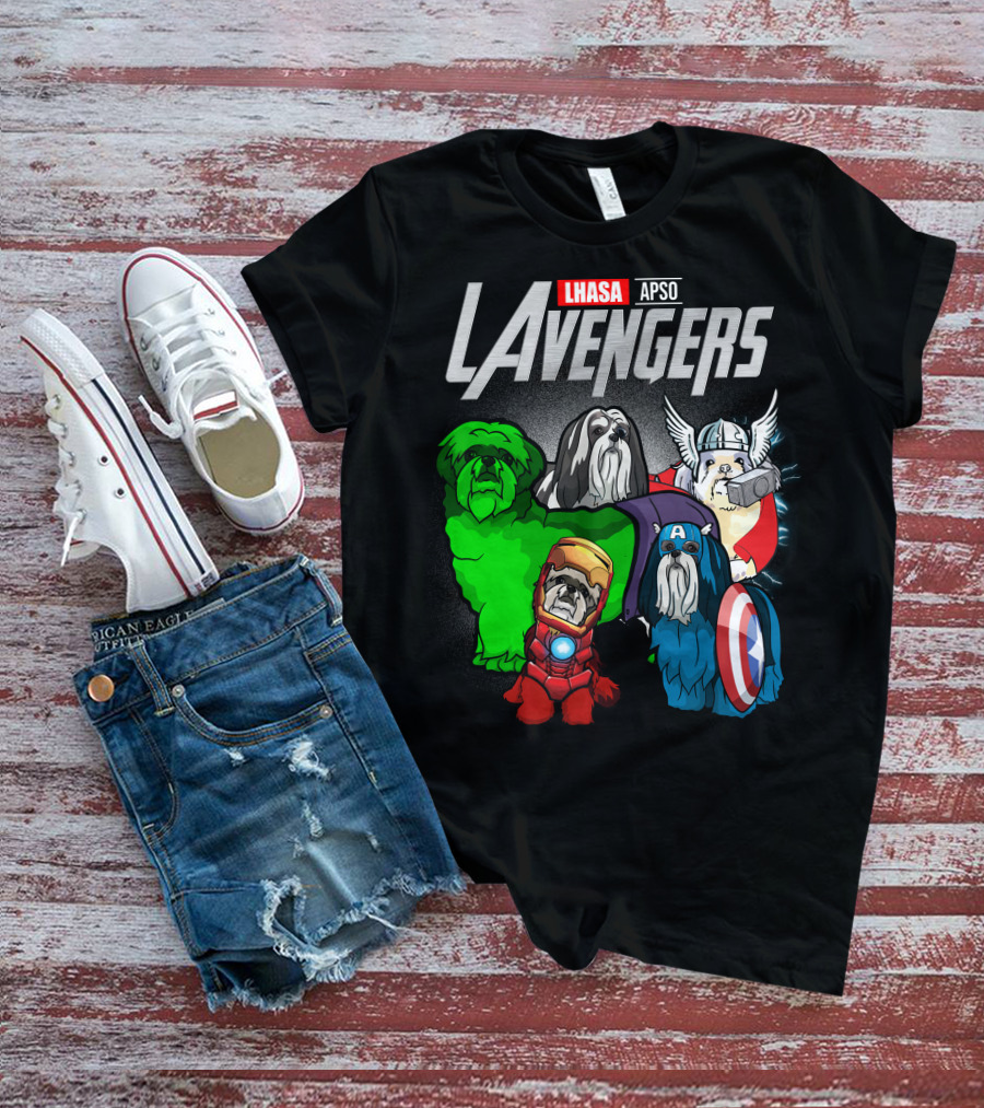 Lhasa Apso LAvengers Comic Superhero Dogs T-Shirt