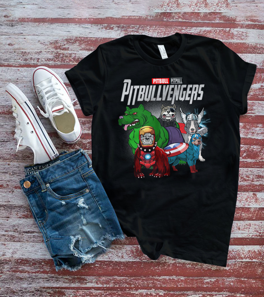 Pitbull Pitbullvengers Marvel Superhero Dogs T-Shirt