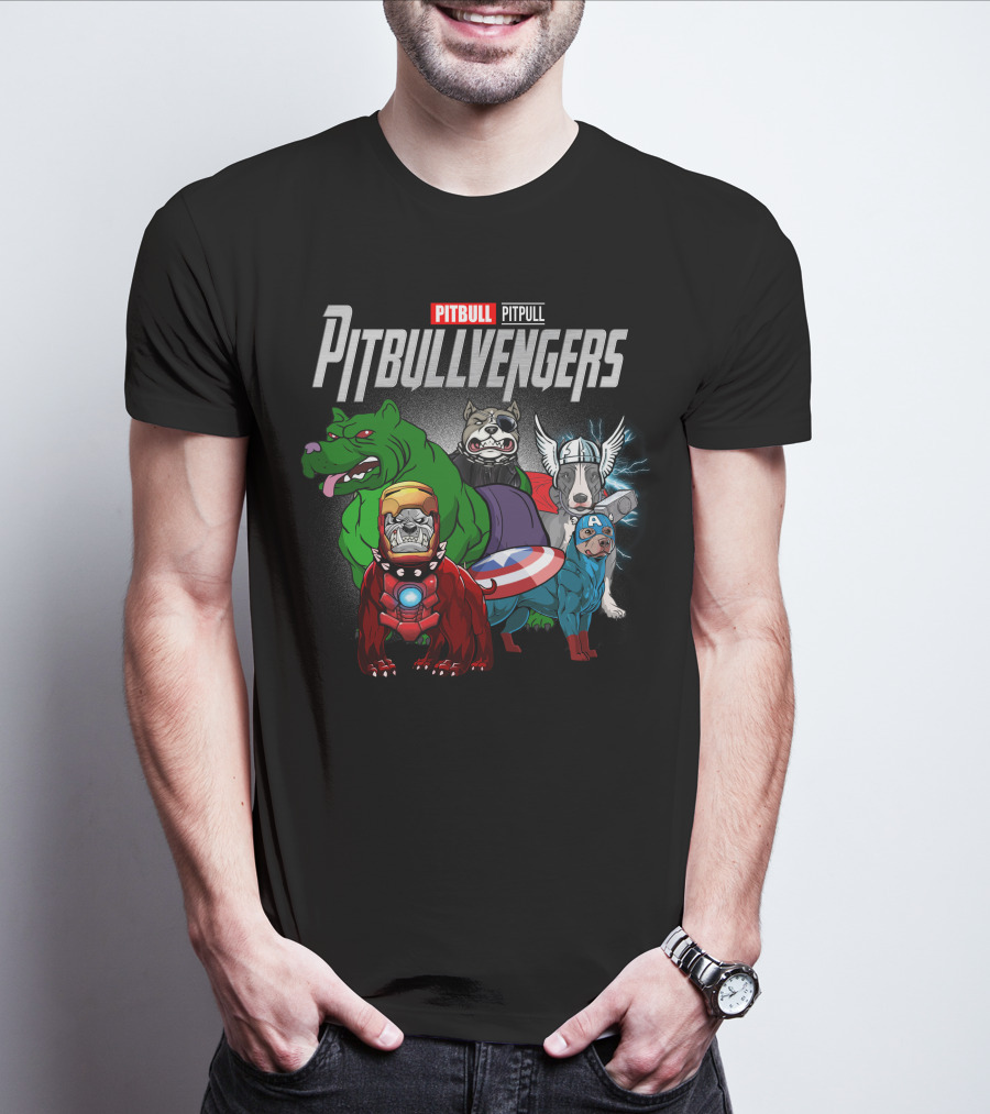 Pitbull Pitbullvengers Marvel Superhero Dogs T-Shirt