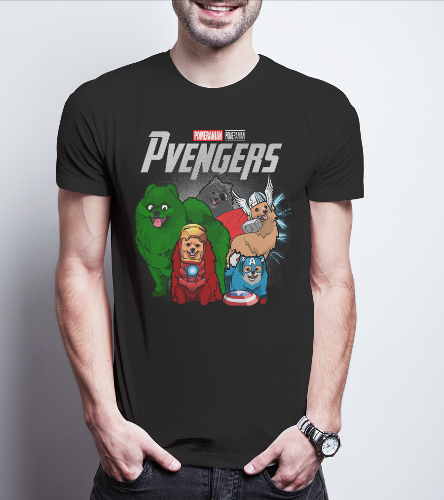 Pomeranian Pvengers Avengers Dog Superhero T-Shirt