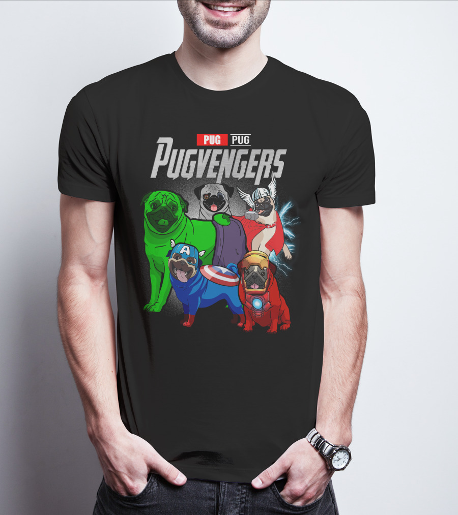 Pug Pugvengers Superhero Dogs Comic T-Shirt