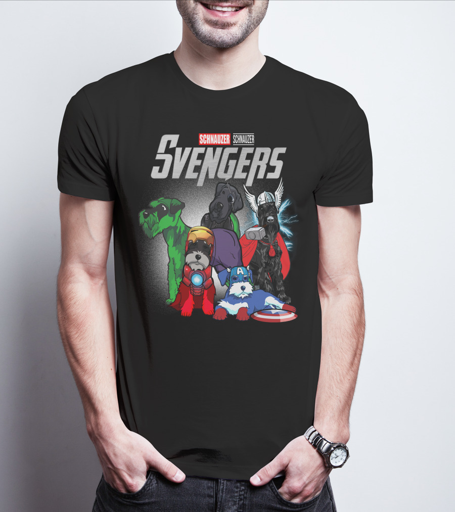 Schnauzer Svengers Marvel Parody With Superhero Dogs T-Shirt