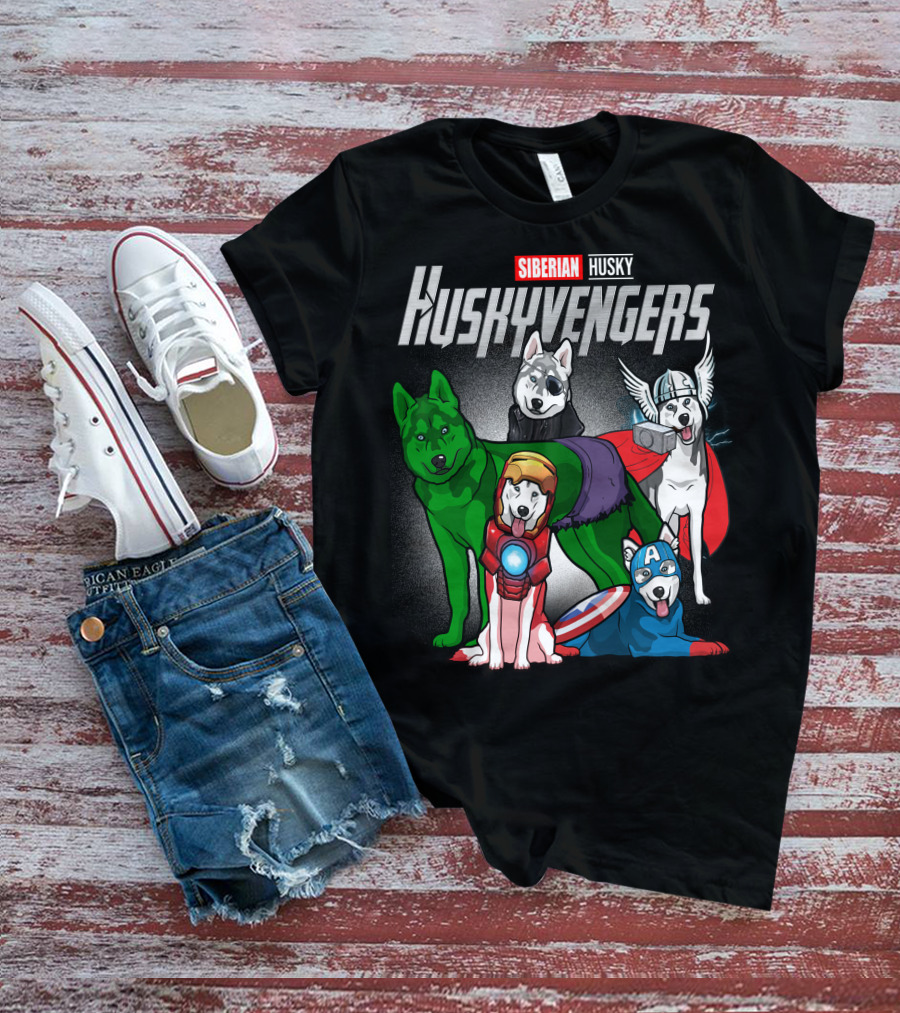 Siberian Husky Huskyvengers Superhero Dogs T-Shirt