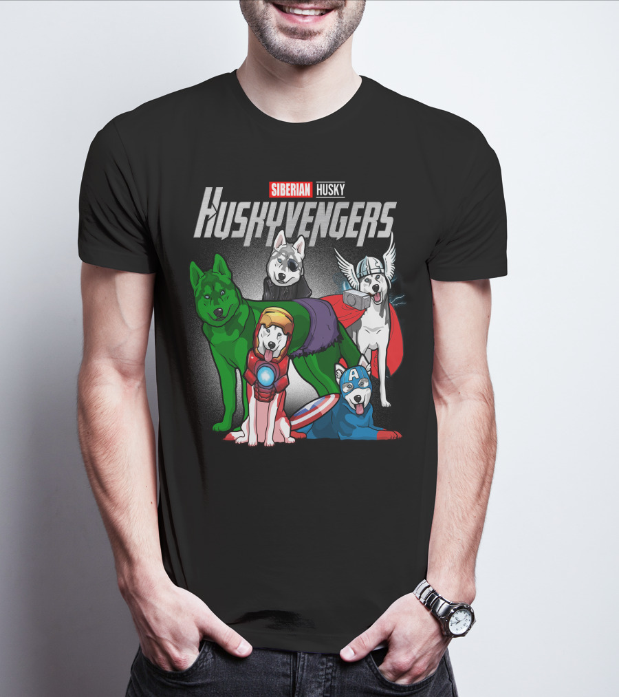 Siberian Husky Huskyvengers Superhero Dogs T-Shirt