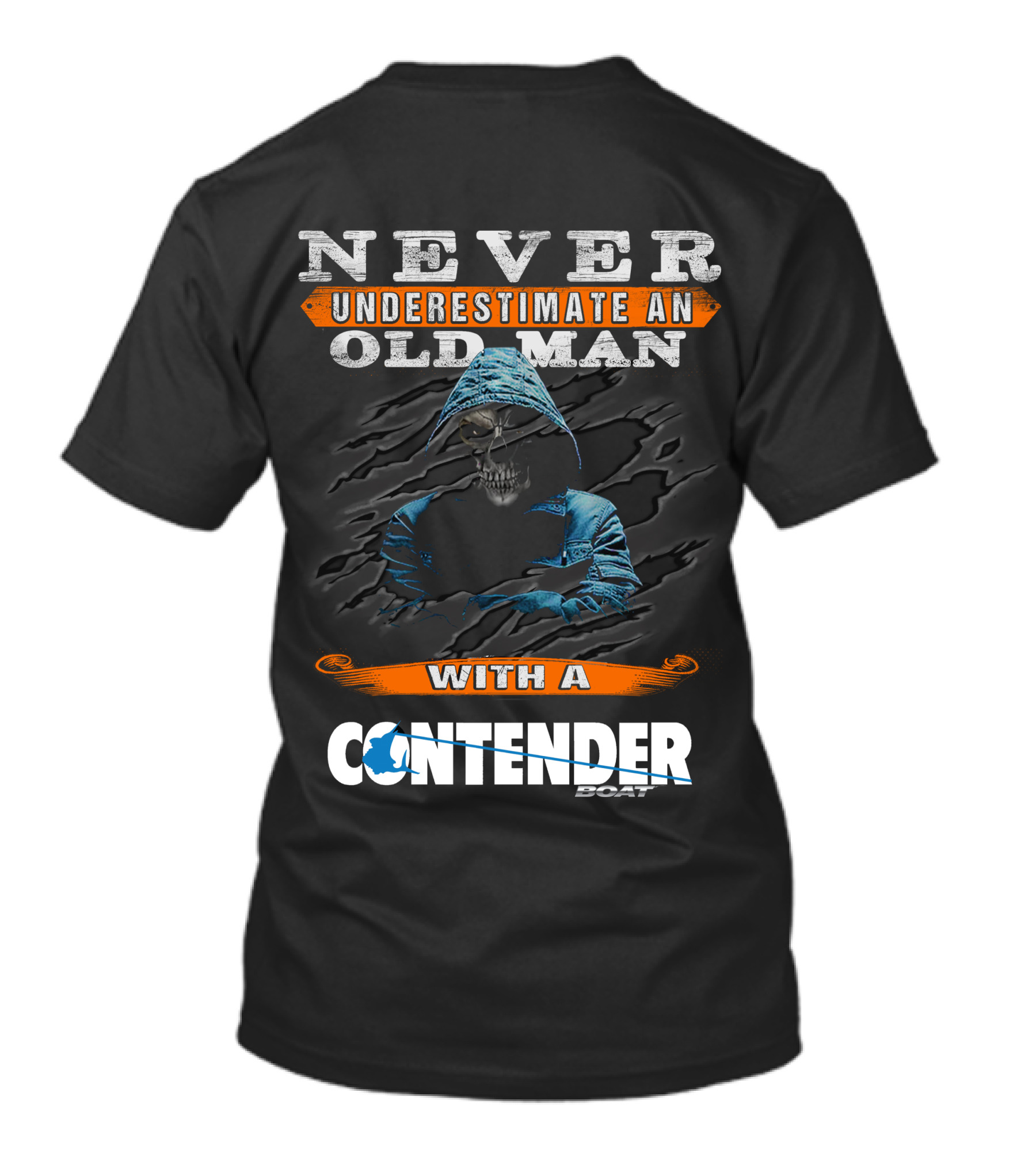 Never Underestimate An Old Man With A Contender Boat Skull T-Shirt