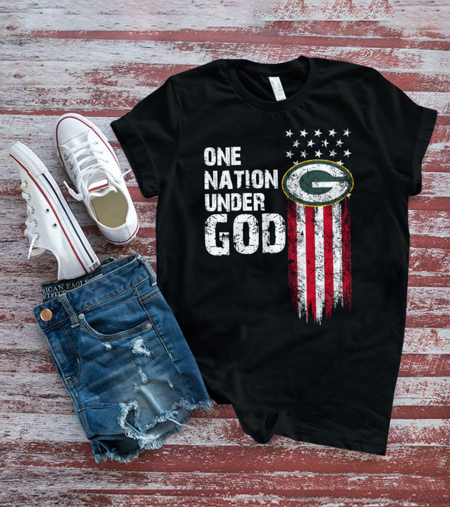 Green Bay Packers One Nation Under God Stars And Stripes T-Shirt