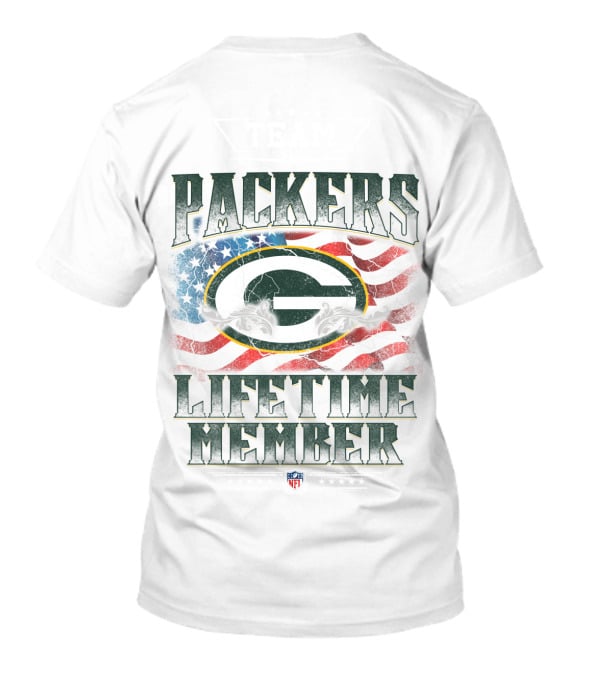 Team Packers Lifetime Member American Flag Background NFL T-Shirt