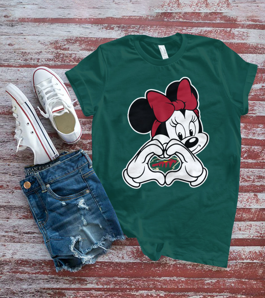 Minnesota Wild Minnie Mouse Heart Hands T-Shirt