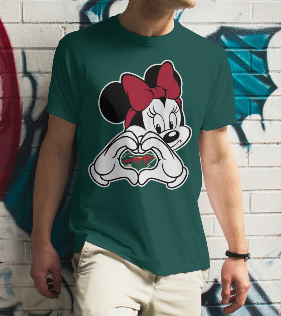 Minnesota Wild Minnie Mouse Heart Hands T-Shirt