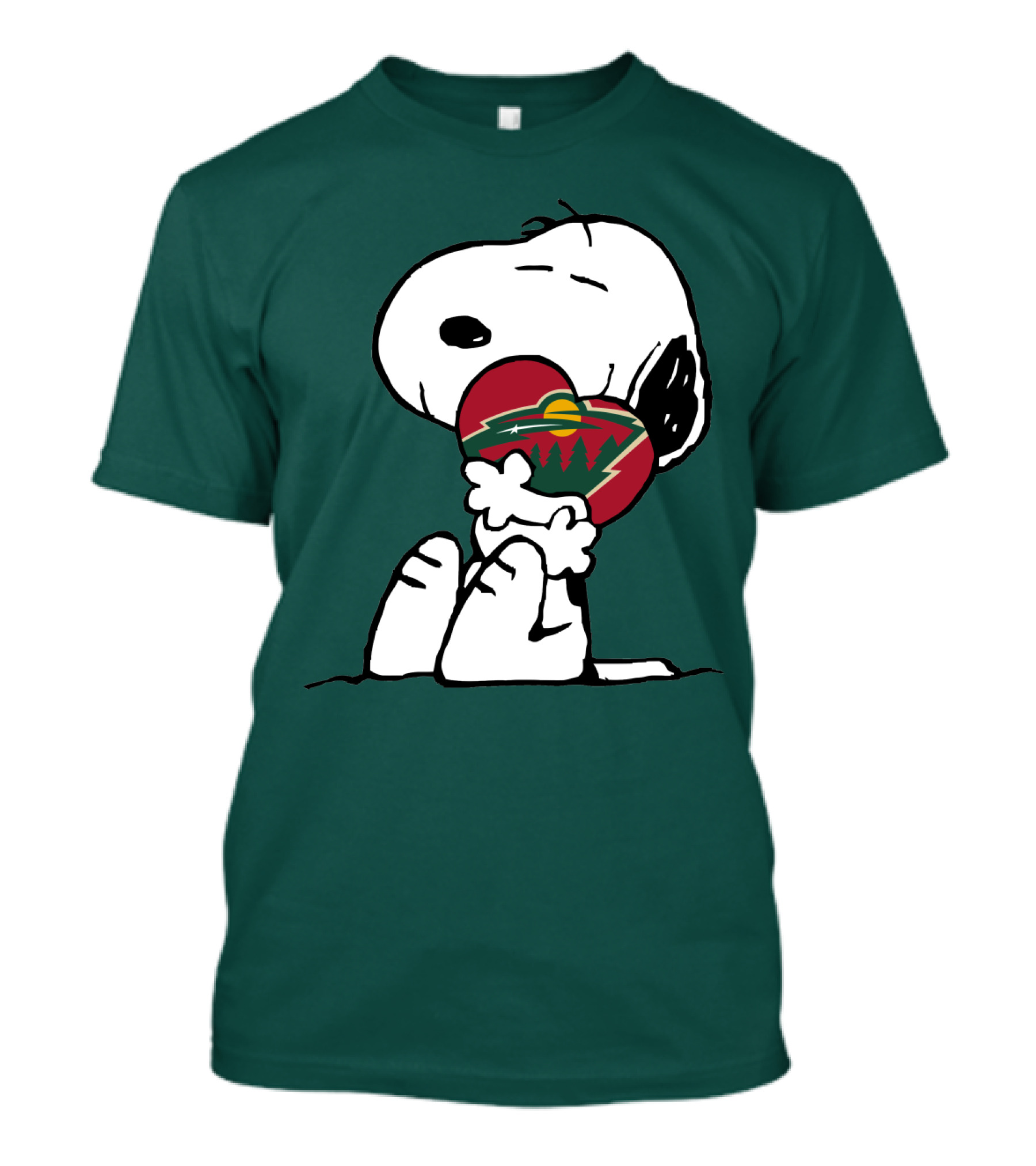 Minnesota Wild Snoopy Hugging Heart T-Shirt