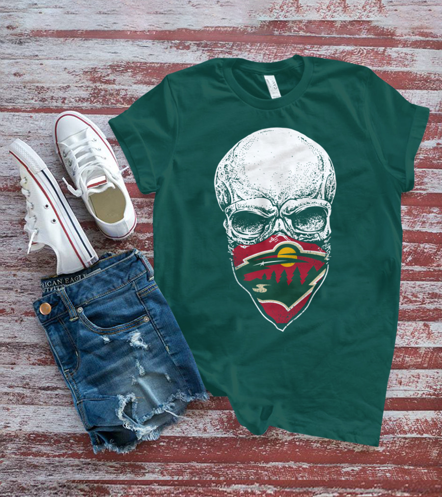 Minnesota Wild Hockey Skull Logo Bandana T-Shirt