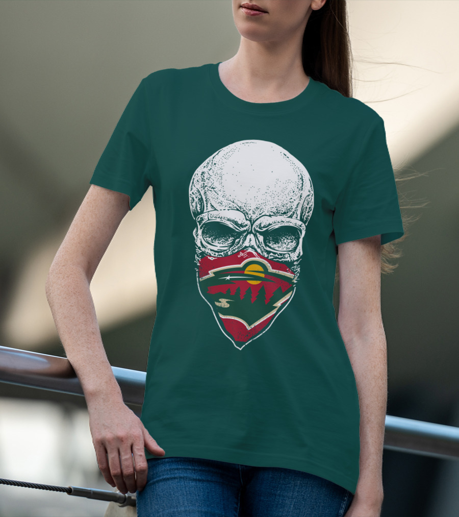 Minnesota Wild Hockey Skull Logo Bandana T-Shirt