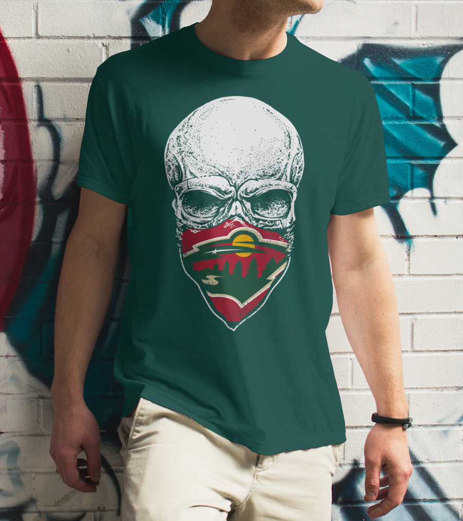 Minnesota Wild Hockey Skull Logo Bandana T-Shirt