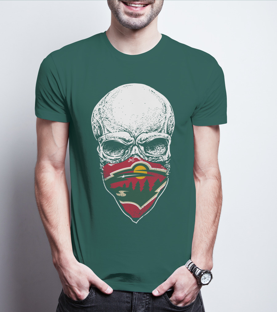 Minnesota Wild Hockey Skull Logo Bandana T-Shirt
